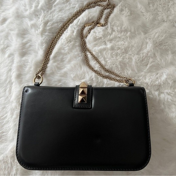 Valentino Rockstud Medium Glam Lock Flap Bag in Black - Picture 3 of 16